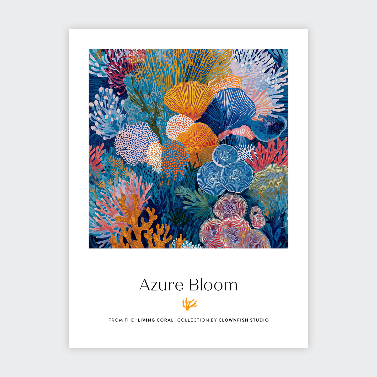 Premium Art Print - Living Coral: Azure Bloom
