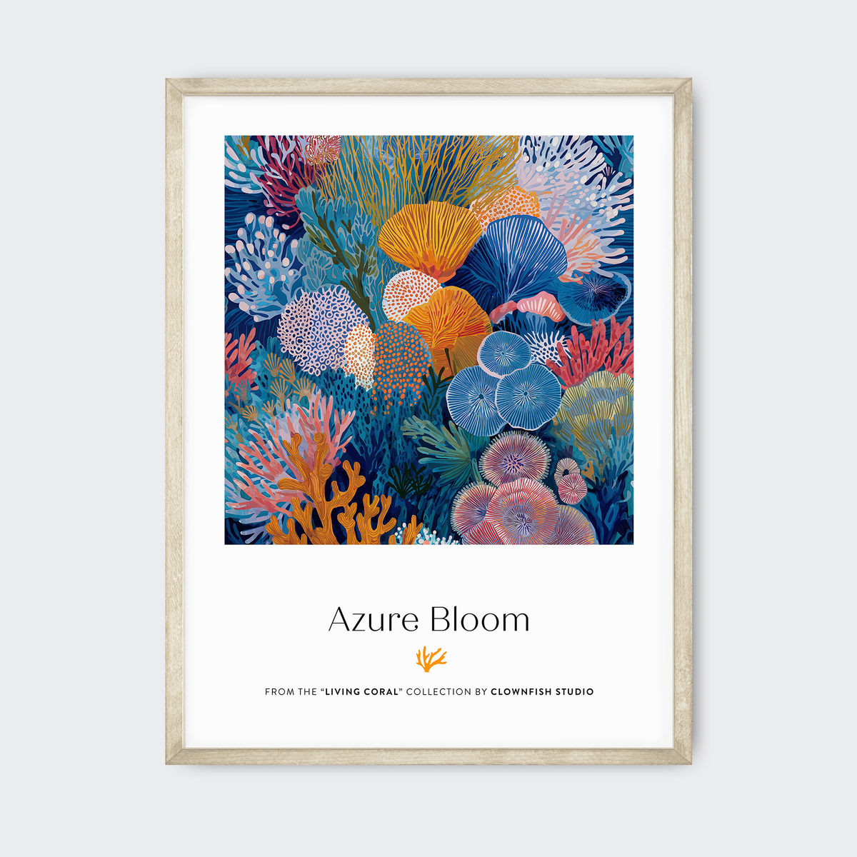 Premium Art Print - Living Coral: Azure Bloom