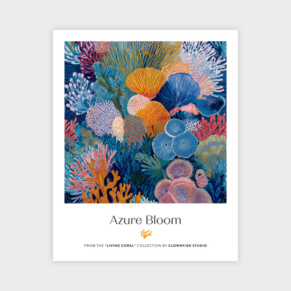 Premium Art Print - Living Coral: Azure Bloom