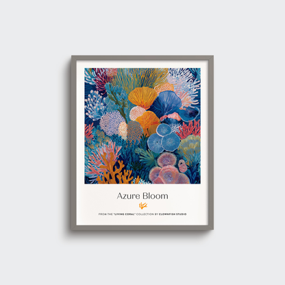 Premium Art Print - Living Coral: Azure Bloom