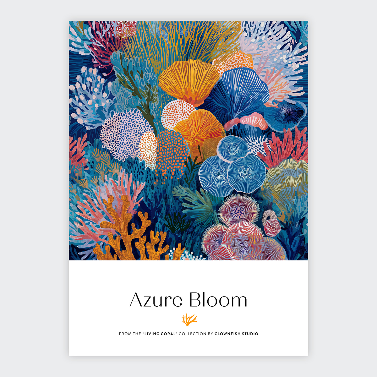 Premium Art Print - Living Coral: Azure Bloom