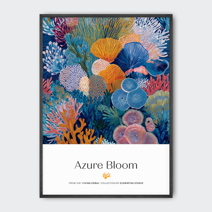 Premium Art Print - Living Coral: Azure Bloom
