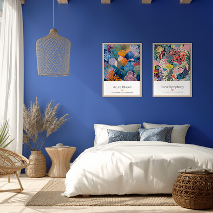 Premium Art Print - Living Coral: Azure Bloom