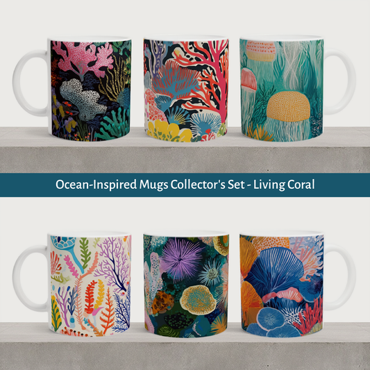 Ocean-Inspired Mugs Collector's Set - Living Coral