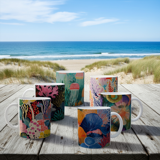 Ocean-Inspired Mugs Collector's Set - Living Coral