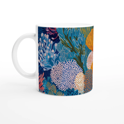 Ocean-Inspired Mug - Living Coral: Azure Bloom
