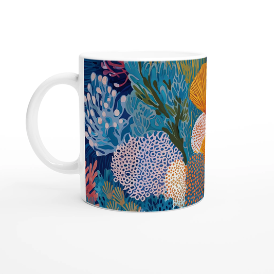 Ocean-Inspired Mug - Living Coral: Azure Bloom