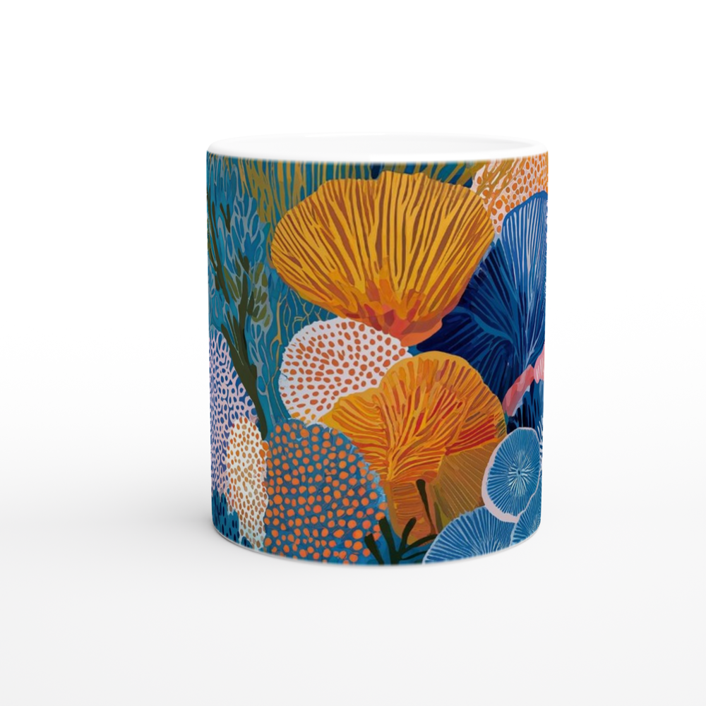 Ocean-Inspired Mug - Living Coral: Azure Bloom