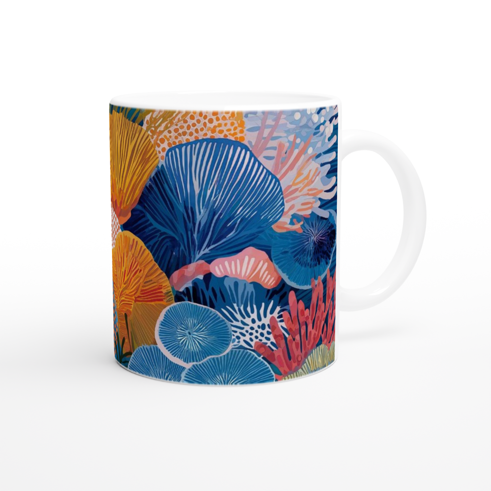 Ocean-Inspired Mug - Living Coral: Azure Bloom