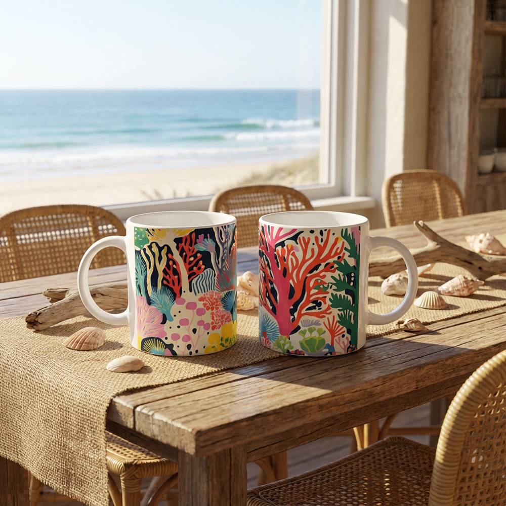 Ocean-Inspired Mugs Buddy Set - Living Coral: Coral Symphony