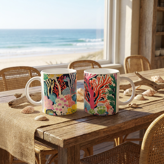 Ocean-Inspired Mugs Buddy Set - Living Coral: Coral Symphony