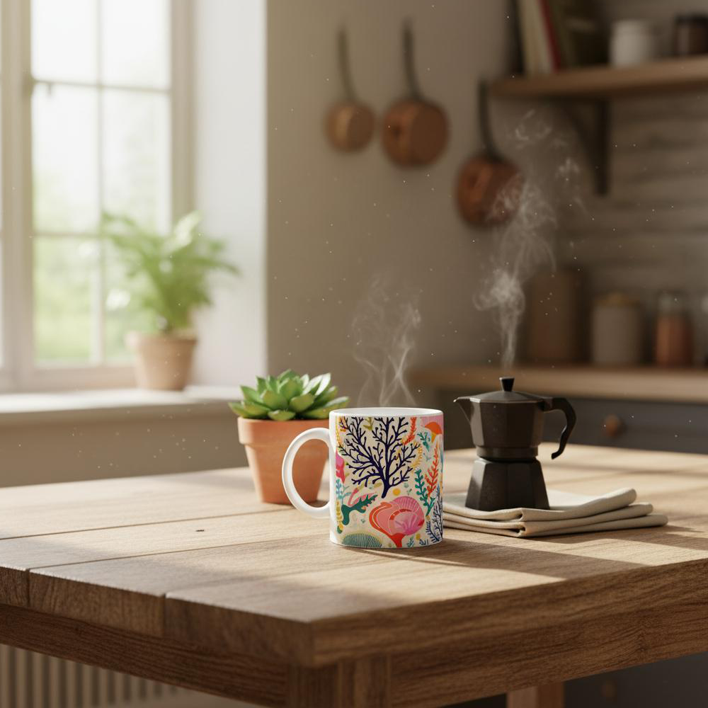 Ocean-Inspired Mug - Living Coral: Sea Whisper