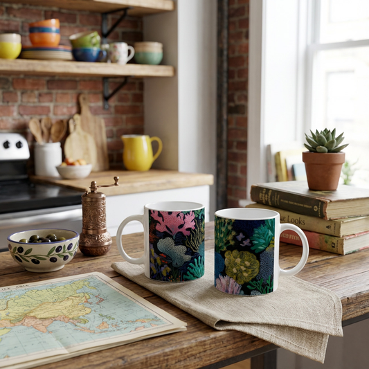 Ocean-Inspired Mugs Buddy Set - Living Coral: Twilight Reef