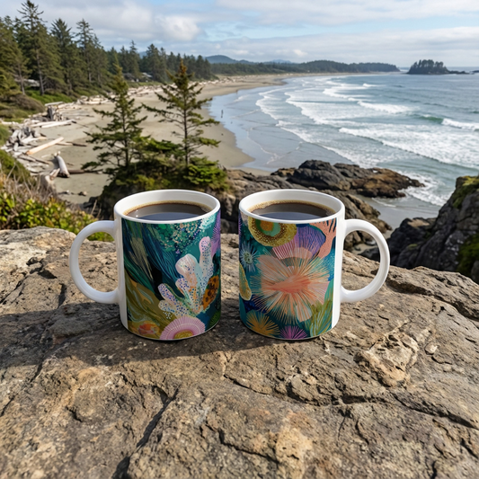 Ocean-Inspired Mugs Buddy Set - Living Coral: Temperate Tide