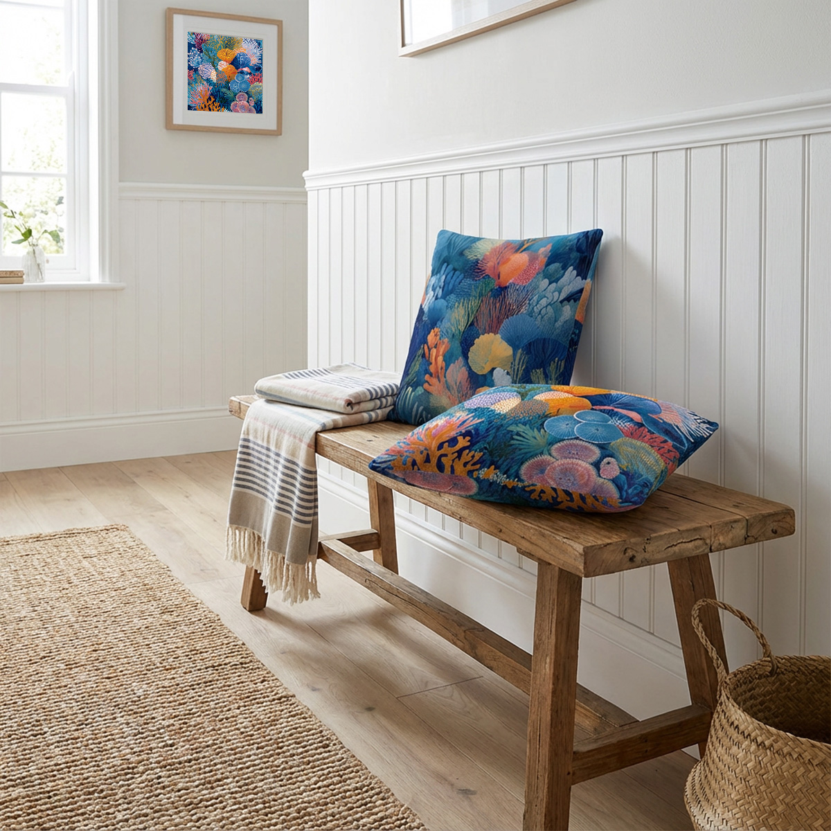 Ocean Dream Pillowcase - Living Coral: Azure Bloom