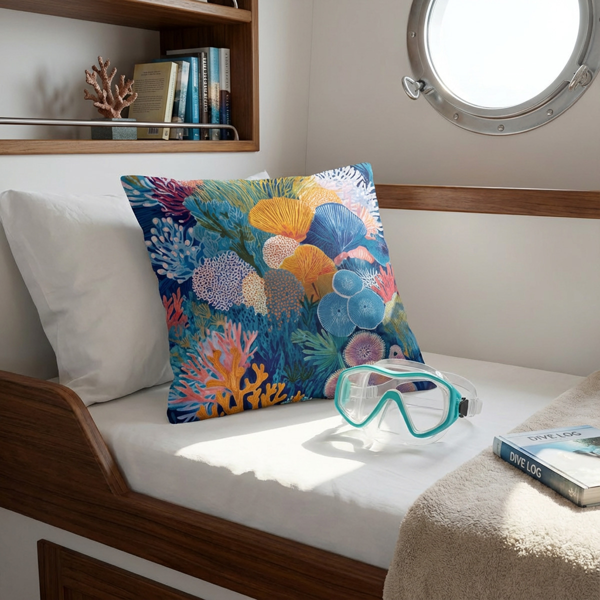 Ocean Dream Pillowcase - Living Coral: Azure Bloom
