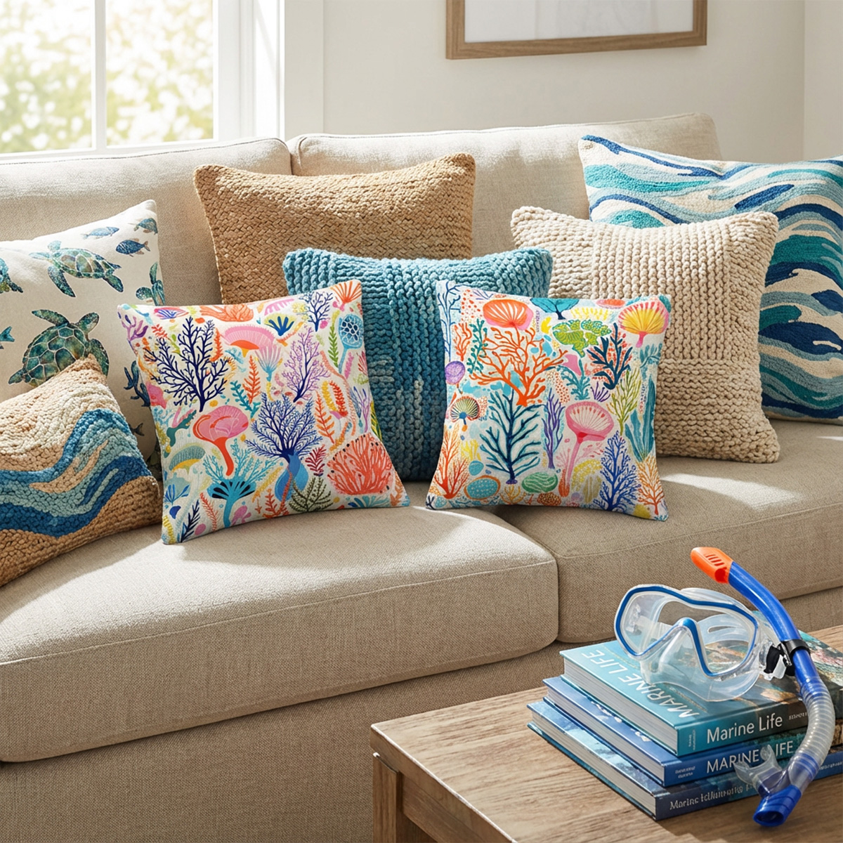 Ocean Dream Pillowcase - Living Coral: Sea Whisper