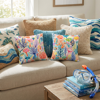 Ocean Dream Pillowcase - Living Coral: Sea Whisper