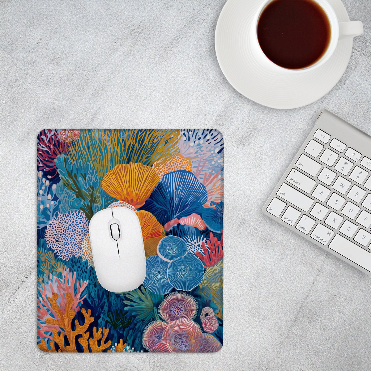 Depth Mousepad - Living Coral: Azure Bloom