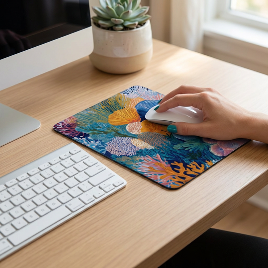 Depth Mousepad - Living Coral: Azure Bloom