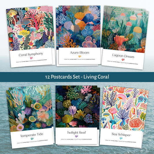 Postcard Set - 12x A6 - Living Coral
